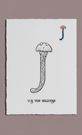 Illustration of a jellyfish with the letter 'J' above it on a white background.