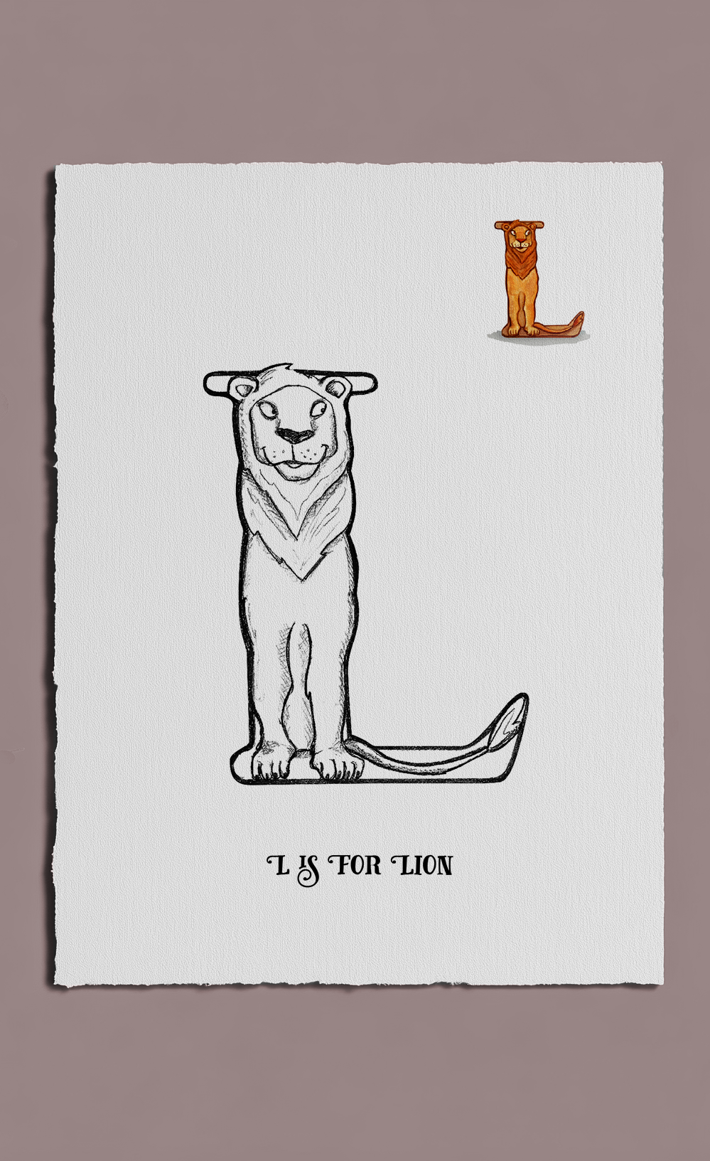 illustration of the letter l for lion