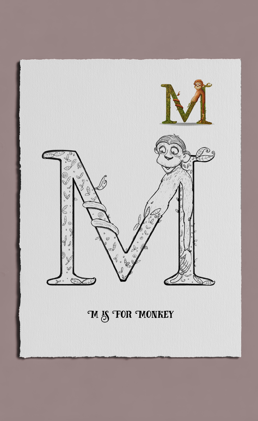 illustration of the letter M for Monkey