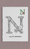 illustration of the letter N for nightingale