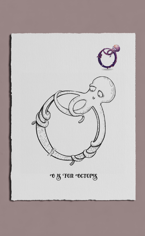 illustration letter o for octopus