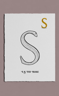 Letter 'S' with a snake illustration on a white background