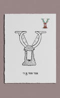 Letter 'Y' with a yak illustration on a white background
