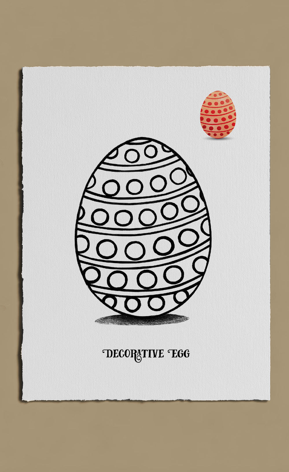 Illustration of a decorative egg with a pattern on a white background