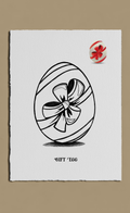 Illustration of a gift-wrapped egg with a bow on a white background