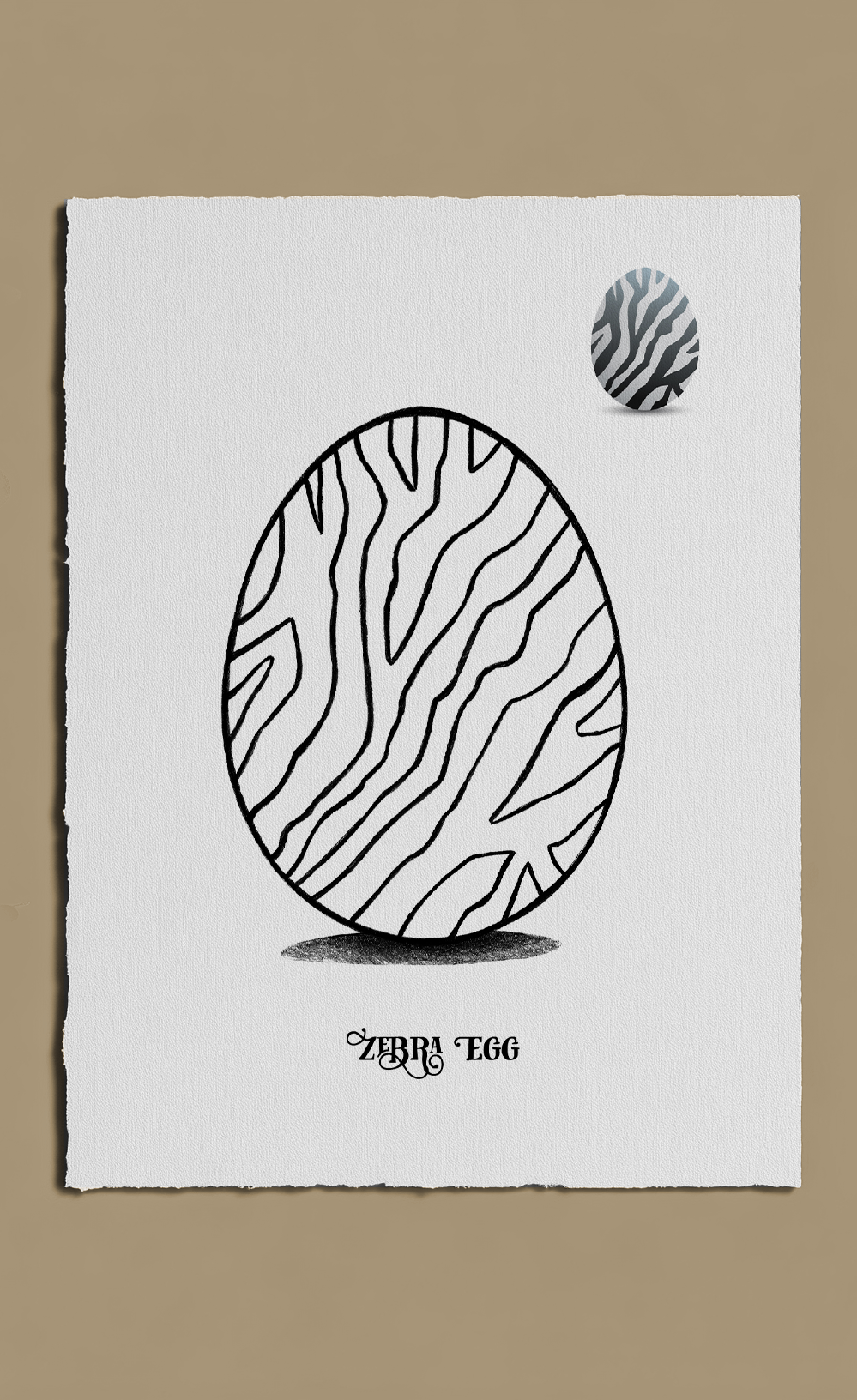 Zebra egg illustration on a white background