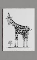 Illustration of a giraffe wearing a party hat on a white background