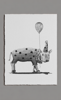 Illustration of a pig with star patterns and a balloon on a white background