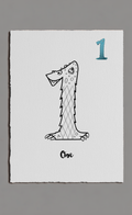 Card with a number one design featuring a creature on a gray background