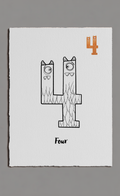 Number 4 with a cat-like design on a white background
