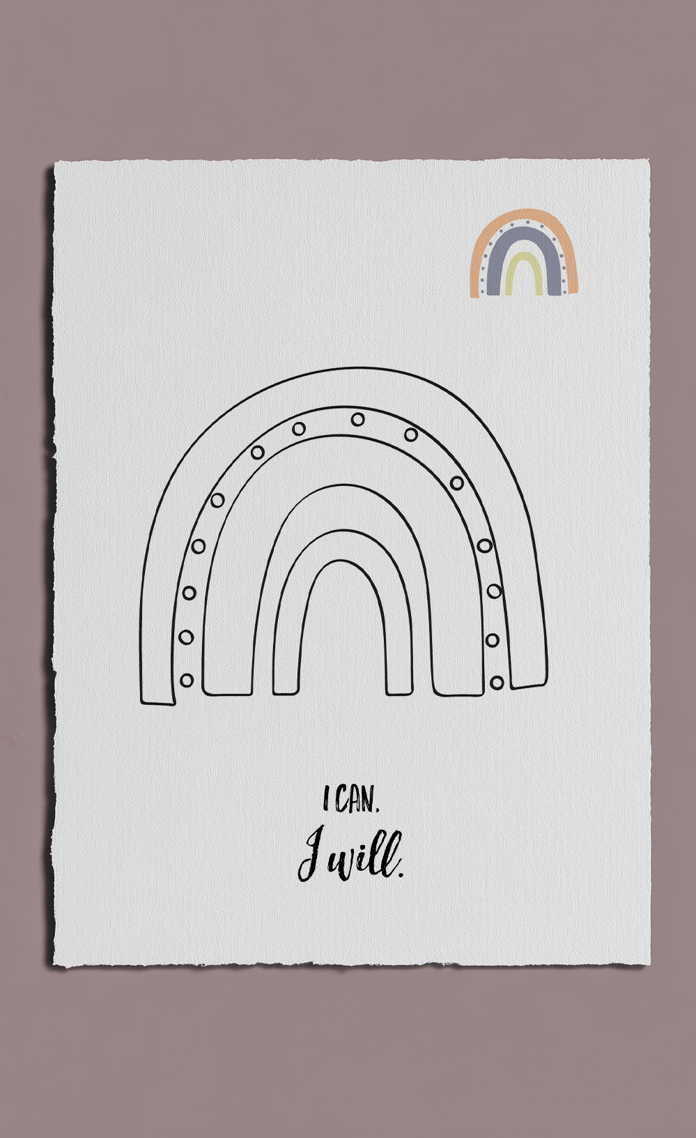 Motivational poster with rainbows and text on a plain background