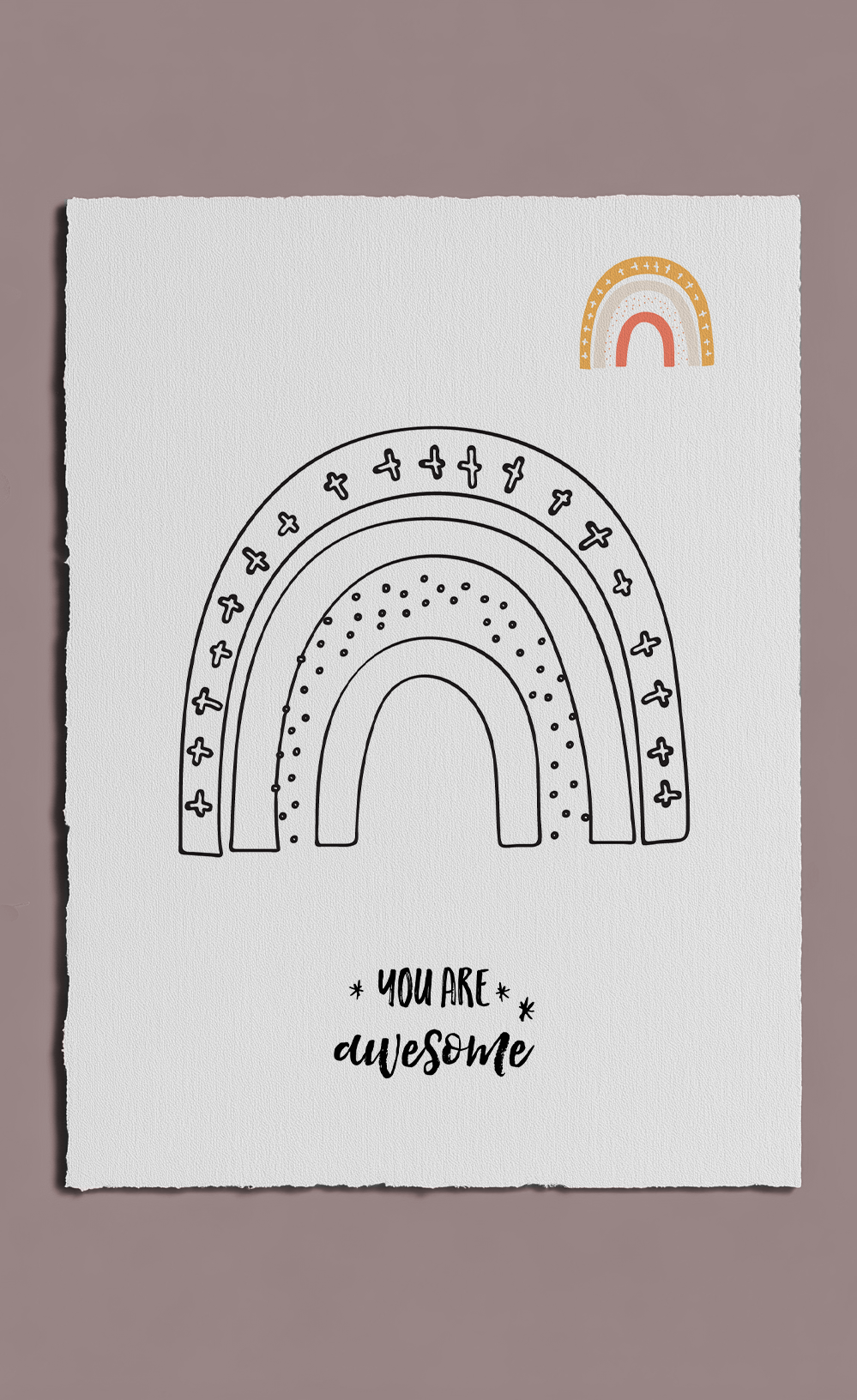 Motivational poster with rainbow design and text 'You are awesome' on a plain background