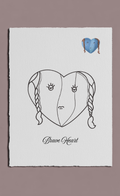 Illustration of a heart-shaped face with braided hair and a blue heart icon on a white background.