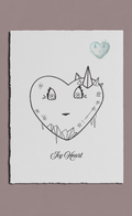 Heart-shaped character with a crown on a white background