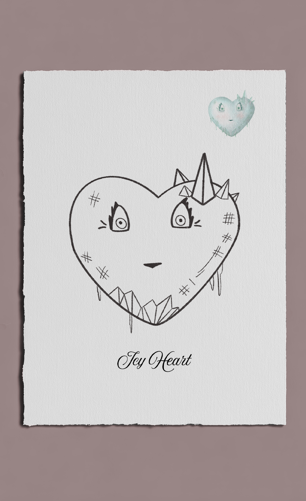 Heart-shaped character with a crown on a white background