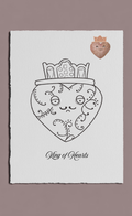 Illustration of a heart with a crown and 'King of Hearts' text on a white background