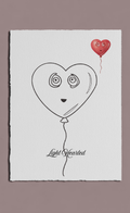 Heart-shaped balloon with a face and a red heart-shaped balloon with a face on a white background.