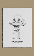 Illustration of a mushroom with facial features on a white background