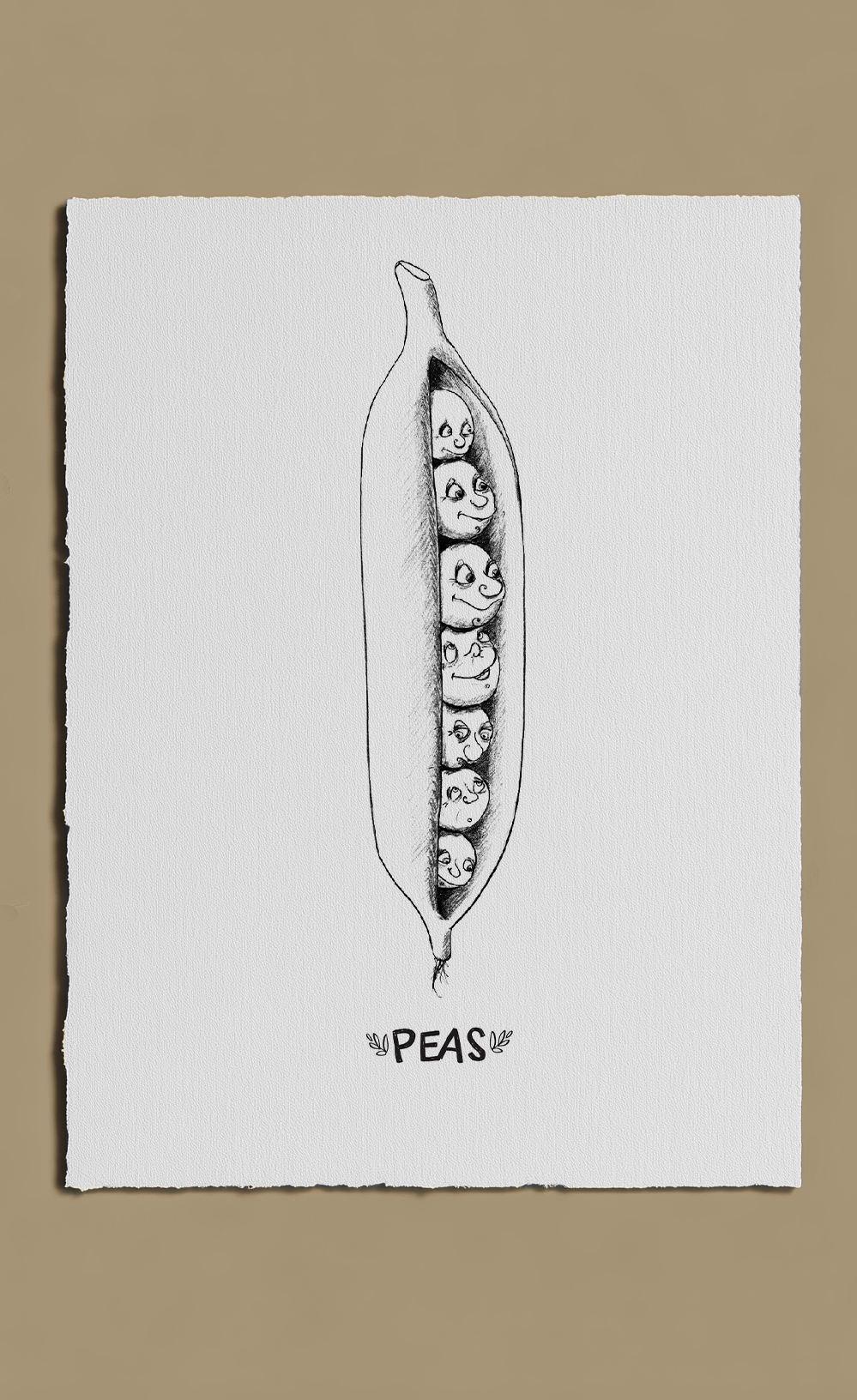 Illustration of a pod with peas on a white background