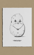Cartoon potato with a smiling face on a white background