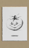 Illustration of a smiling tomato with a face on a white background